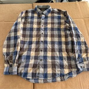 Tasso Elba Blue and Brown Checkered Shirt
